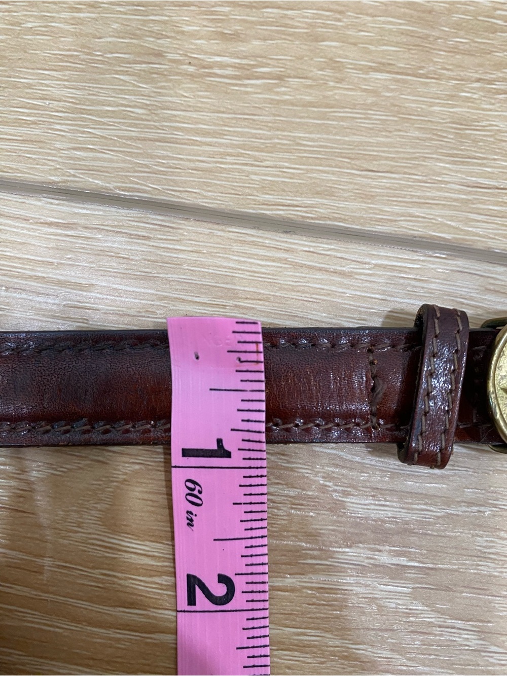 Vintage Solid Brass Mallard Duck Leather Belt Women’s Size 30 Preppy Americana - Picture 6 of 8